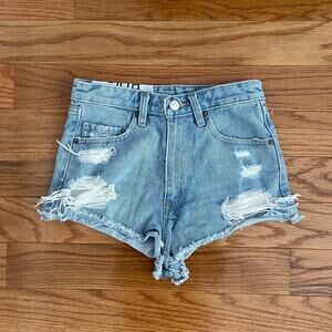 BDG Hamilton Jean Shorts Womens 27 Distressed High Rise Cheeky Boho Daisy Dukes